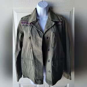 Forever 21 Olive Green Jacket With Aztec Design Size Small / Medium